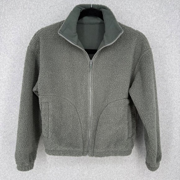 Tentree Womens Boucle Reversible Full Zip Jacket Size XS Mock Neck Urban Green - Picture 1 of 14